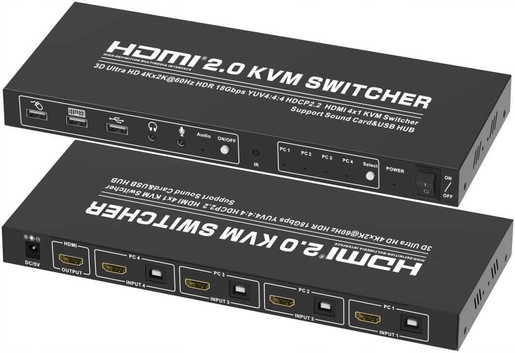 Przełącznik 4x1 HDMI KVM Switcher 3D 4Kx2K@60Hz Podłączenie Do 4 Komputerów