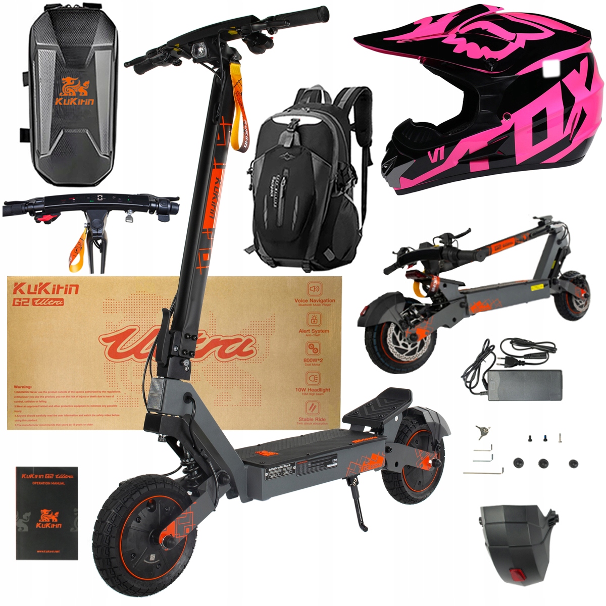 Kukirin G2 Ultra elektrické vozidlo 2000W 55km/h 55KM 48V18Ah 10" dárky