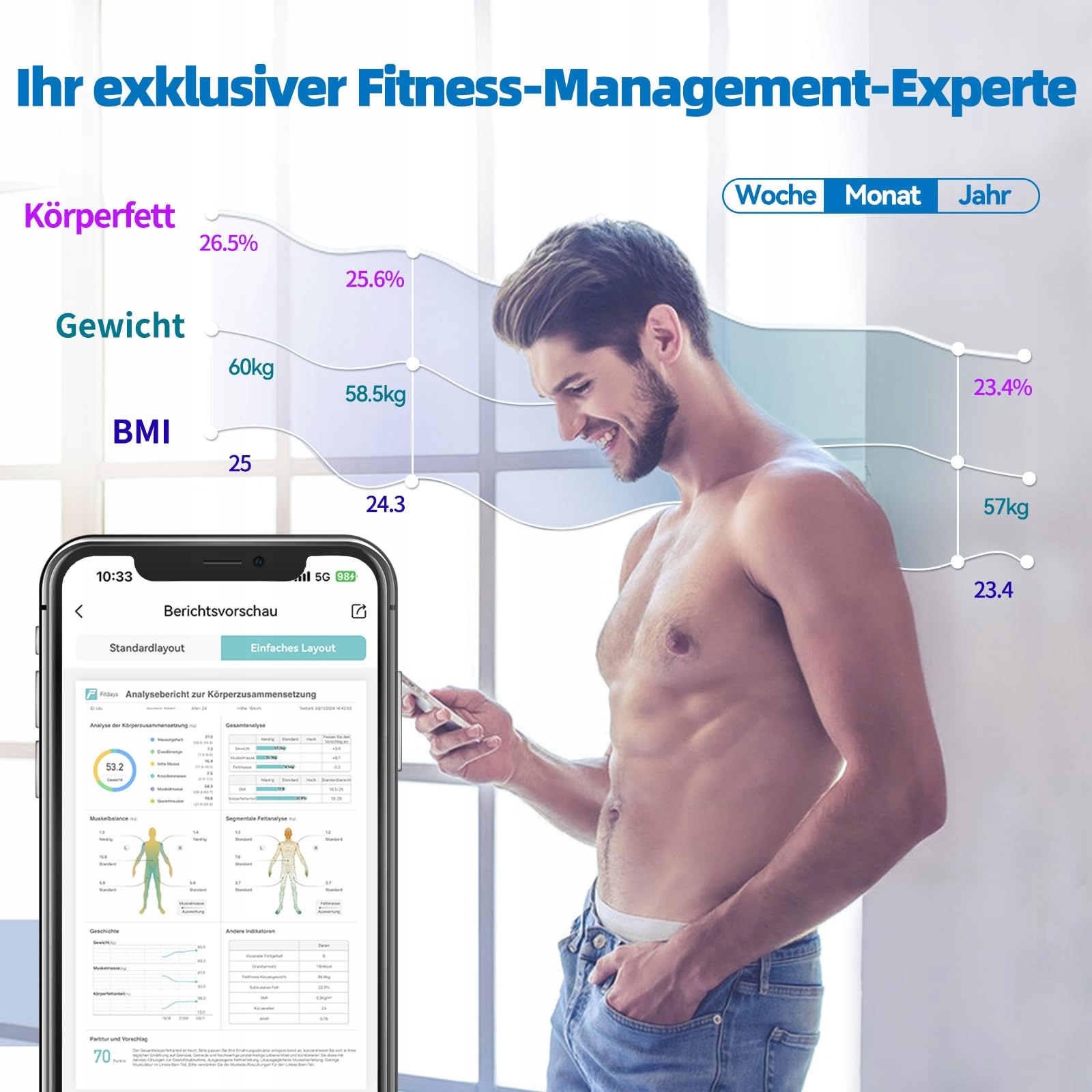 LEPULSE P1 Waga Analizująca Tkankę Tłuszczową i Mięśnie z Aplikacją — miniatura 6