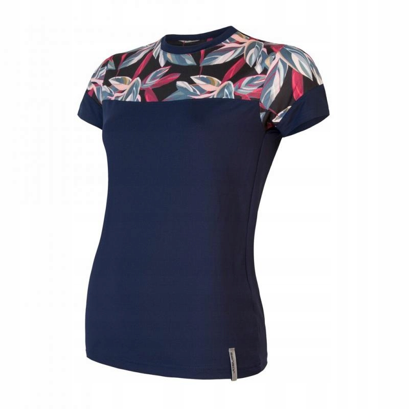 Sensor Triko Coolmax Impress dámské krátký tmavě modrá vzor listy L
