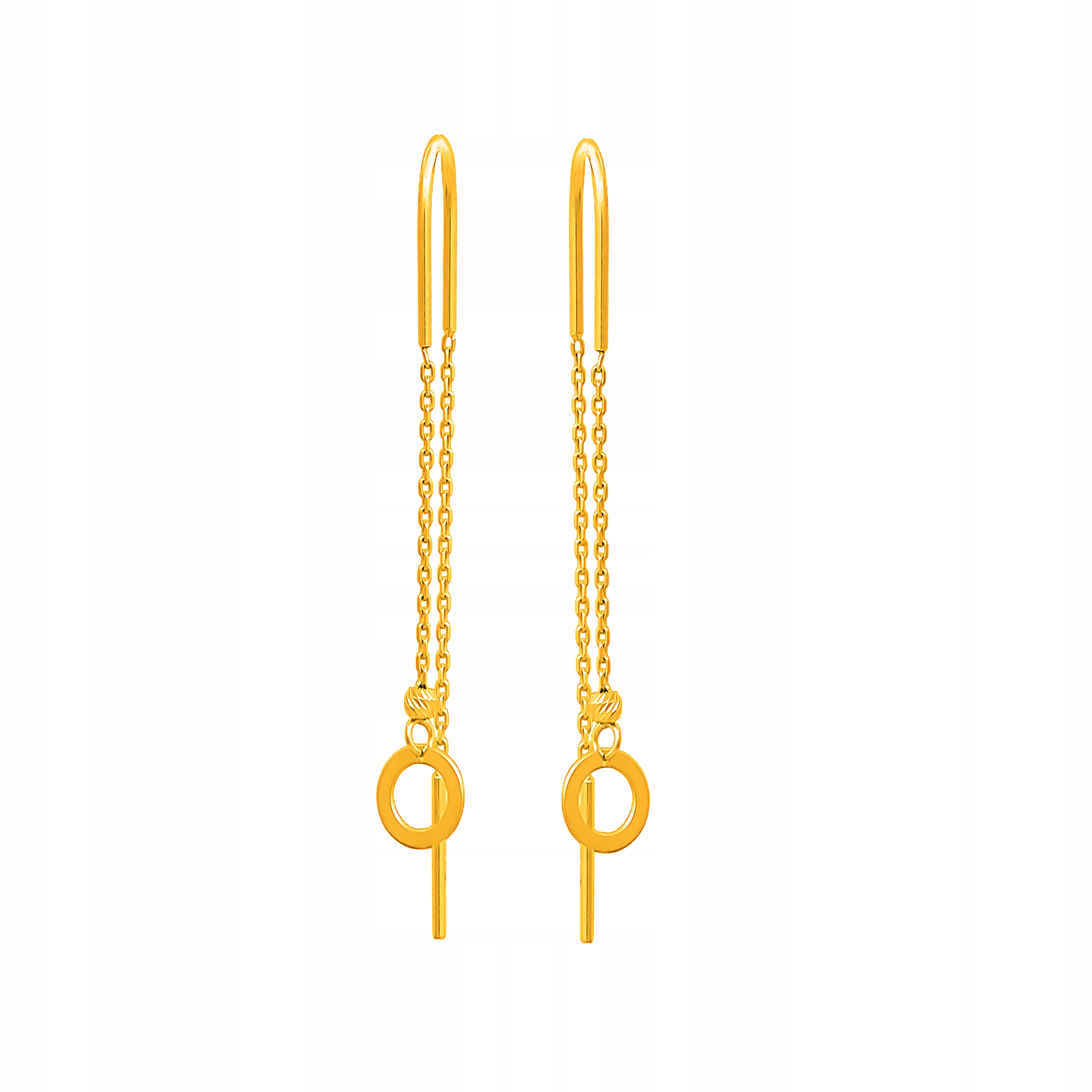 

Złote Wiszące Kolczyki pr333 Kółko Oponka Grawer