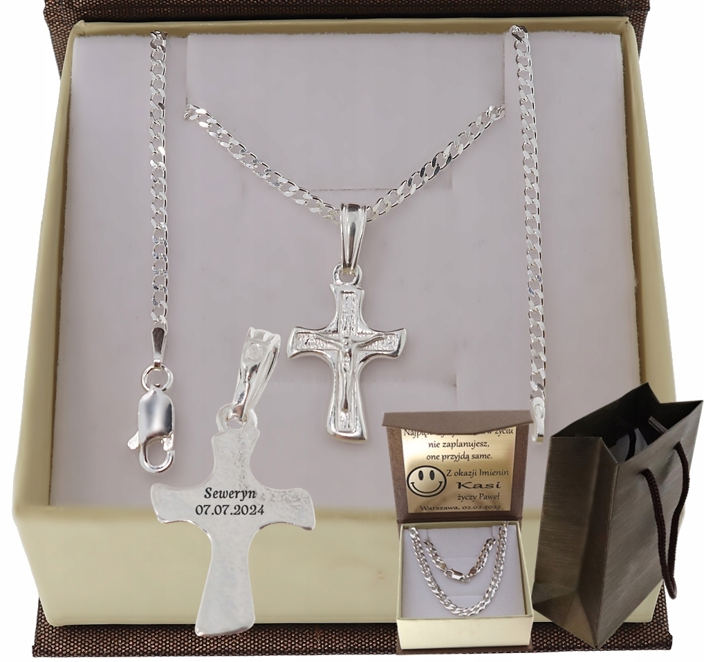 Stříbrný Plný Řetízek Pro Muže Pancr S Křížkem Ryzost 925 Gravírování Bonus