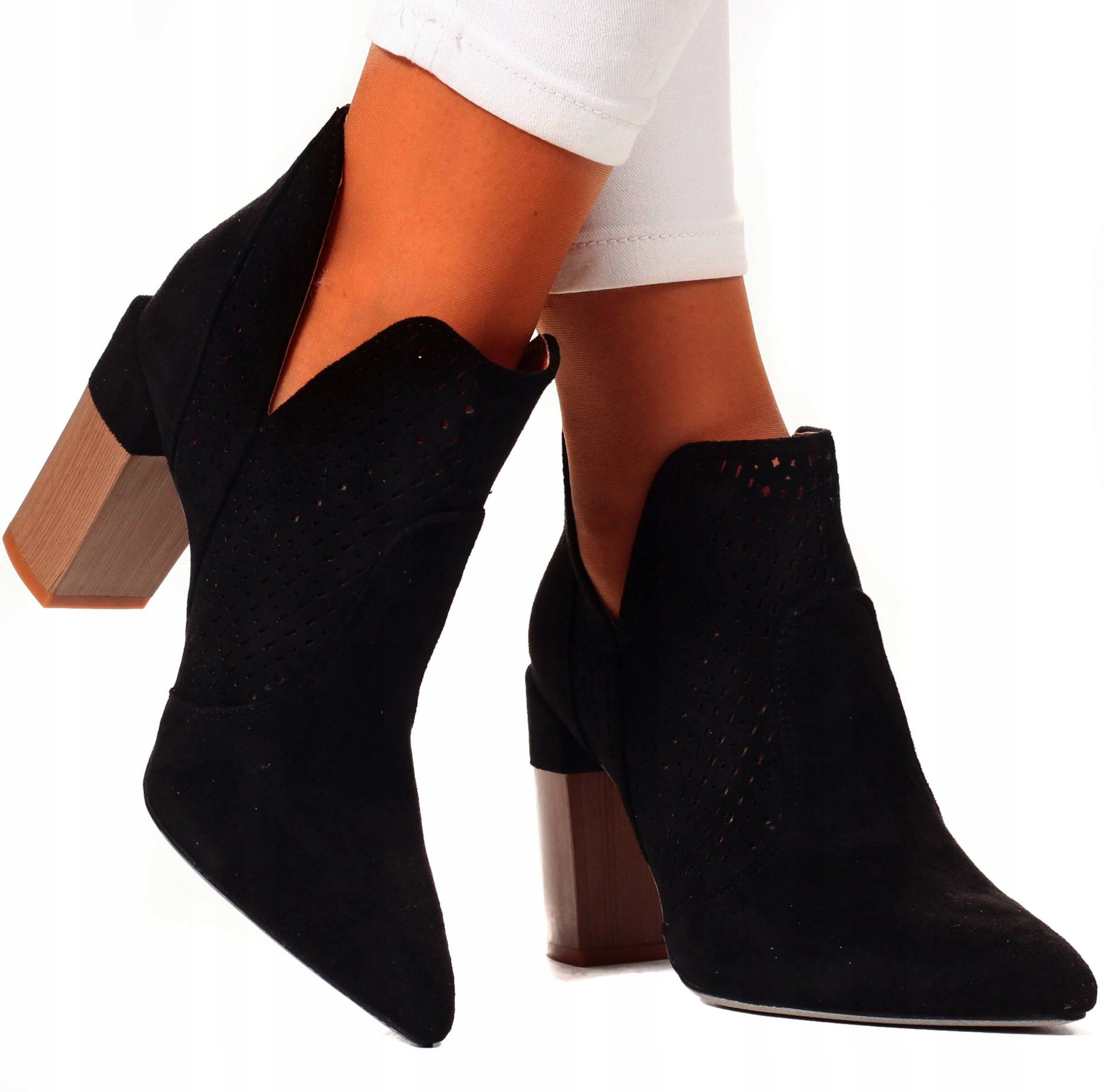 BOTKI BUTY DAMSKIE ELEGANCKIE SŁUPEK Z WYCIĘCIEM Marka inna