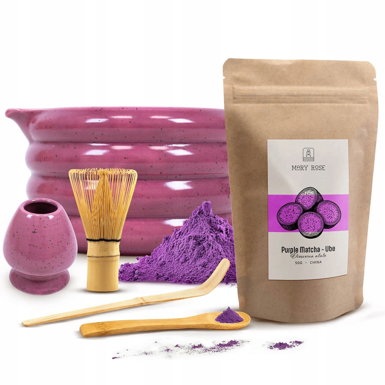 Levně Sada pro přípravu Purple Matcha Ube 50 g Příslušenství pro matchu