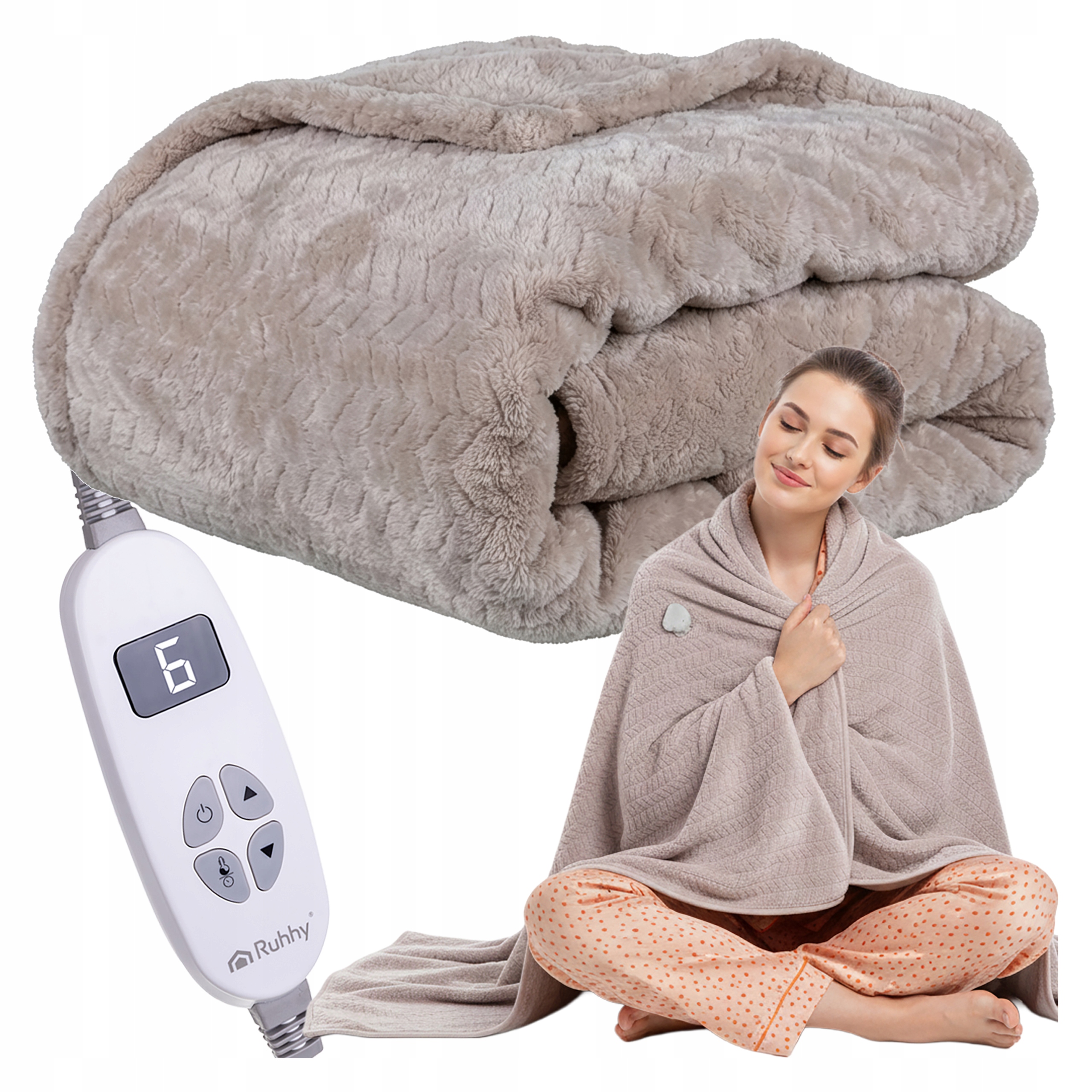 Koc Elektryczny Mata Grzewcza Duży Miękki Timer Pilot 10 Trybów