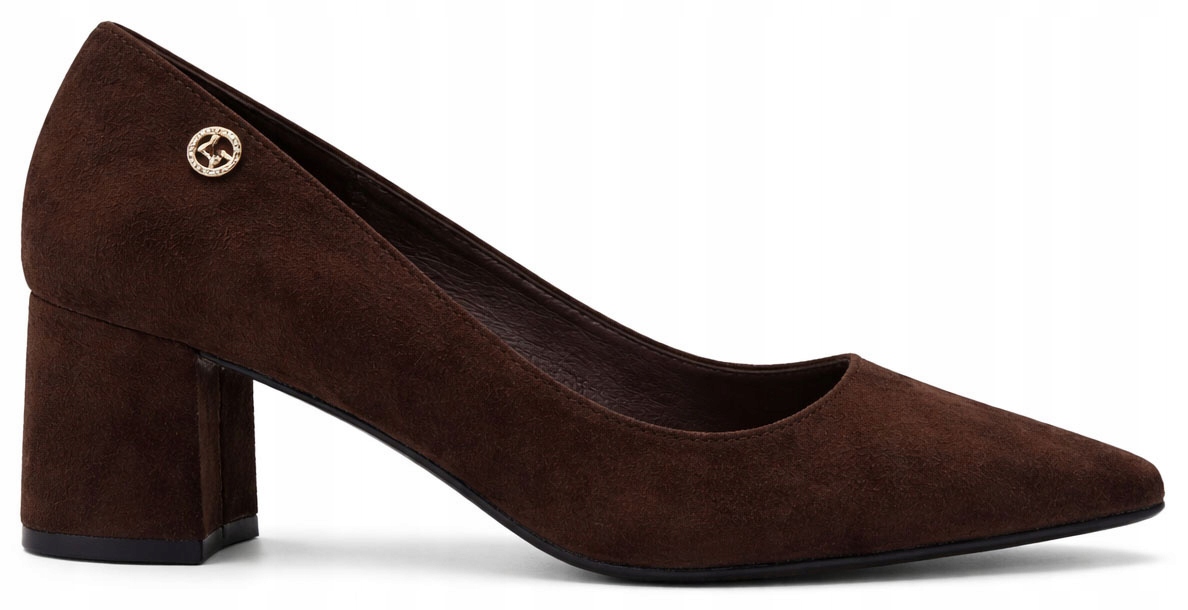 9310 Brązowe Czółenka Zamszowe Na Słupku W Szpic Klasyczne 37