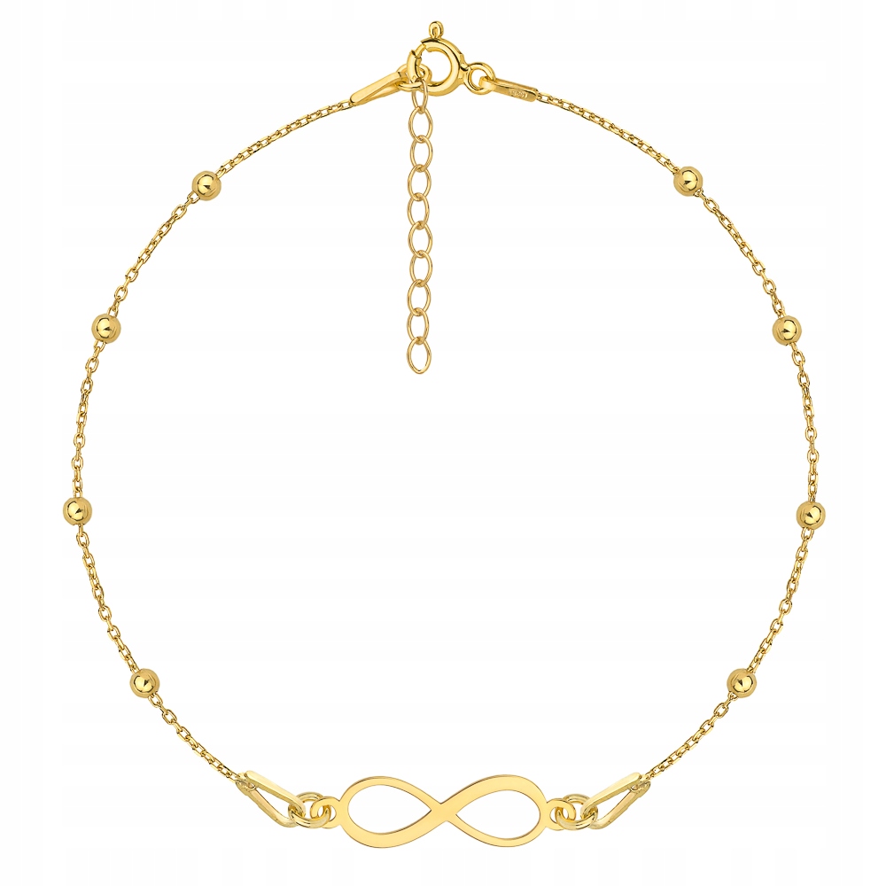 

Złota bransoletka kulkowa nieskończoność srebro925