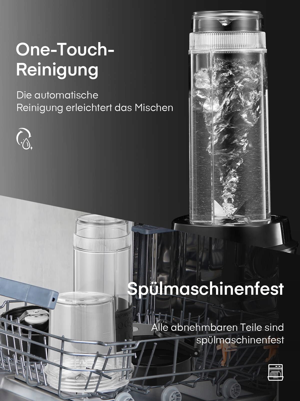 HOUSNAT Blender Do Smoothie 500W Z Młynkiem 2 Butelki Tritan 570ml — miniatura 6