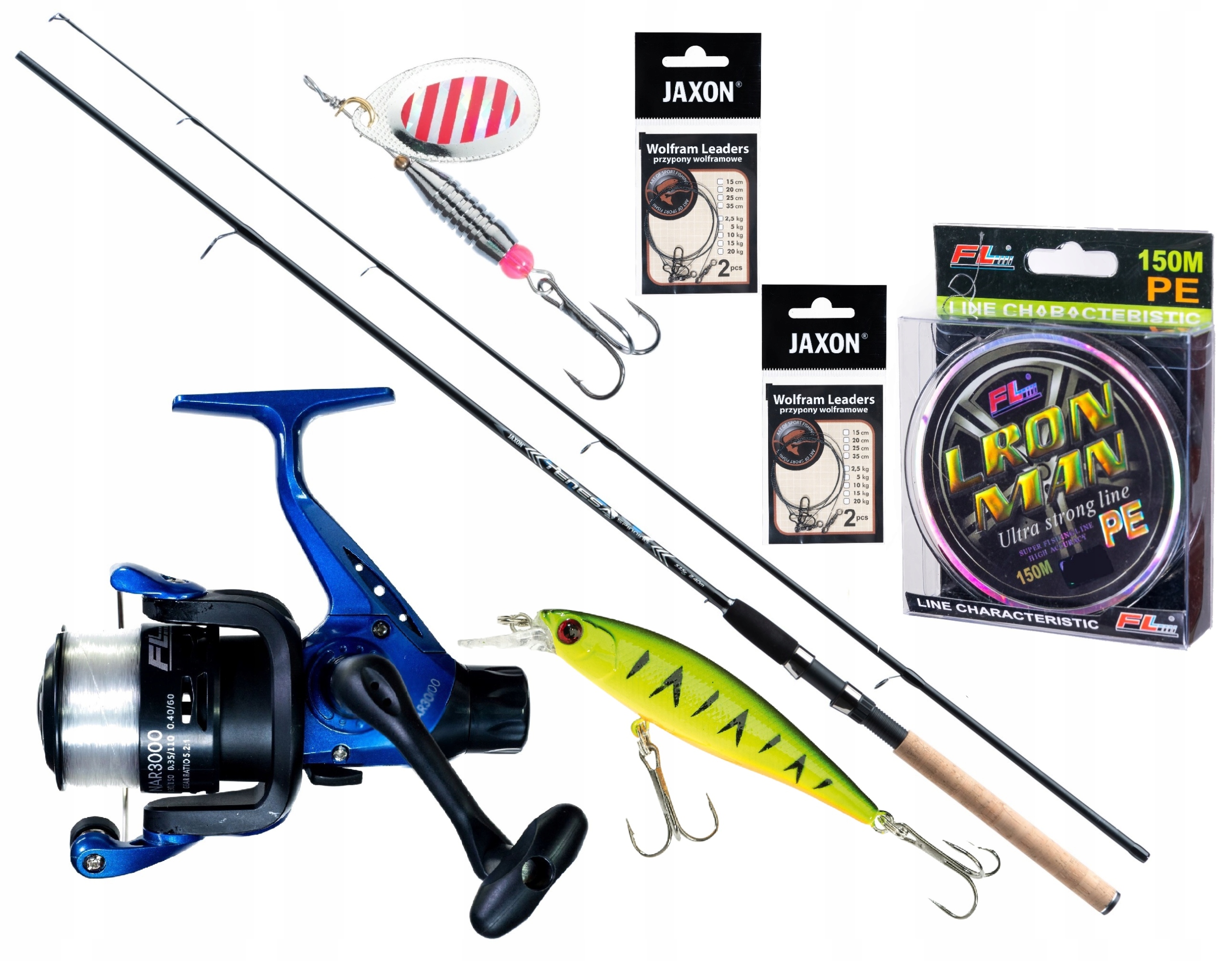 Zestaw Spinningowy na Szczupaka Wędka Kołowrotek