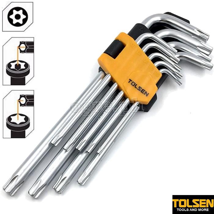 

Tolsen Klucze Torx Długie Z Otworem. 9SZT. T10-T50