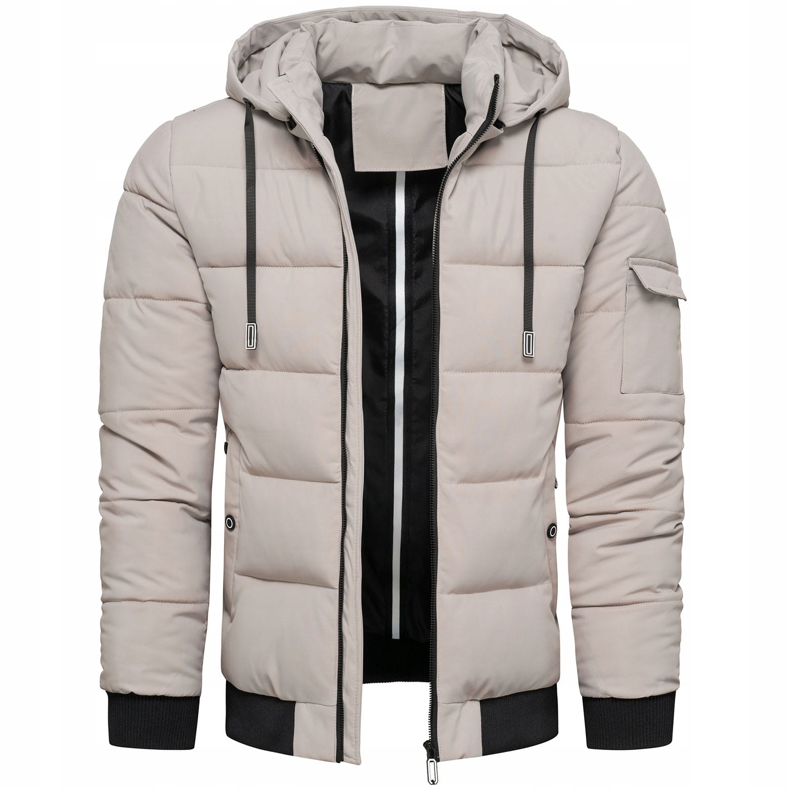 Pánská zateplená bunda s odnímatelnou kapucí, šedá S