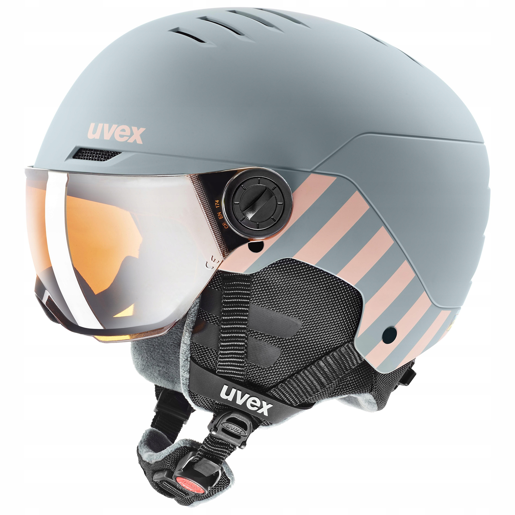 Dětská lyžařská přilba Junior Uvex Rocket jr Visor 51-55 cm rhino-blush