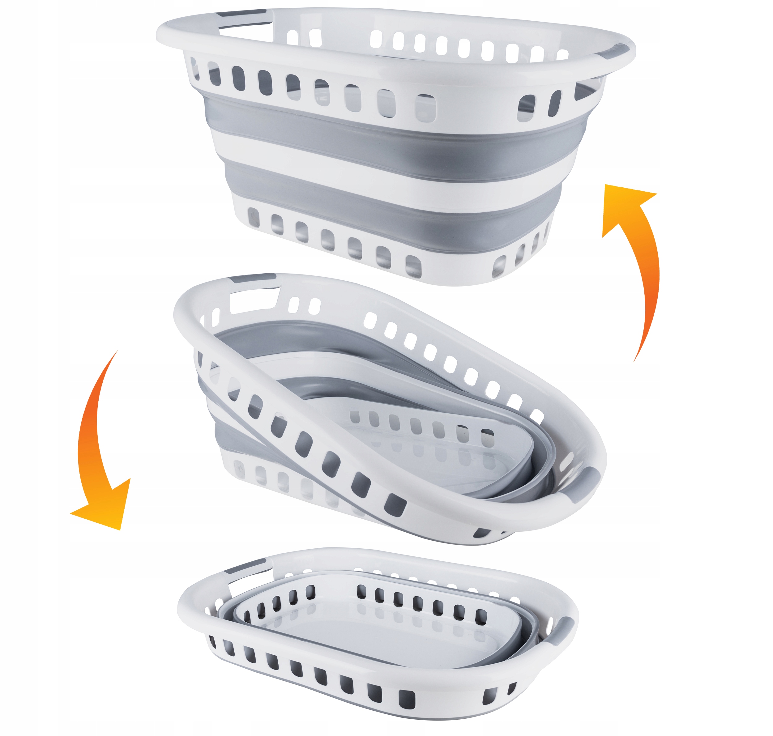 DUŻY KOSZ NA PRANIE MISKA SKŁADANA SILIKONOWA Kolor biały odcienie szarości