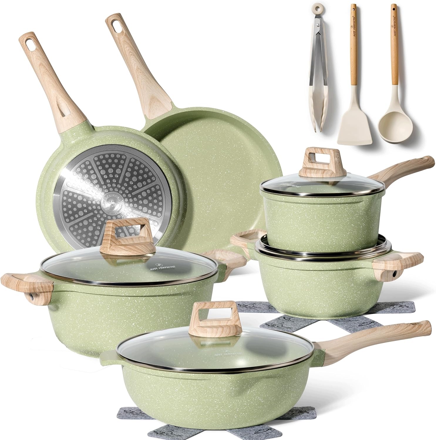 Garnki Patelnie 15 Części Indukcja Non-stick Bez Pfoa Ptfe Pokrywki