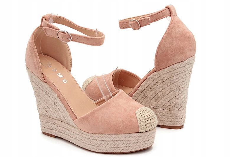 BL1919 RÓŻOWE SANDAŁY NA KOTURNIE ESPADRYLE R.40 Marka Msmg