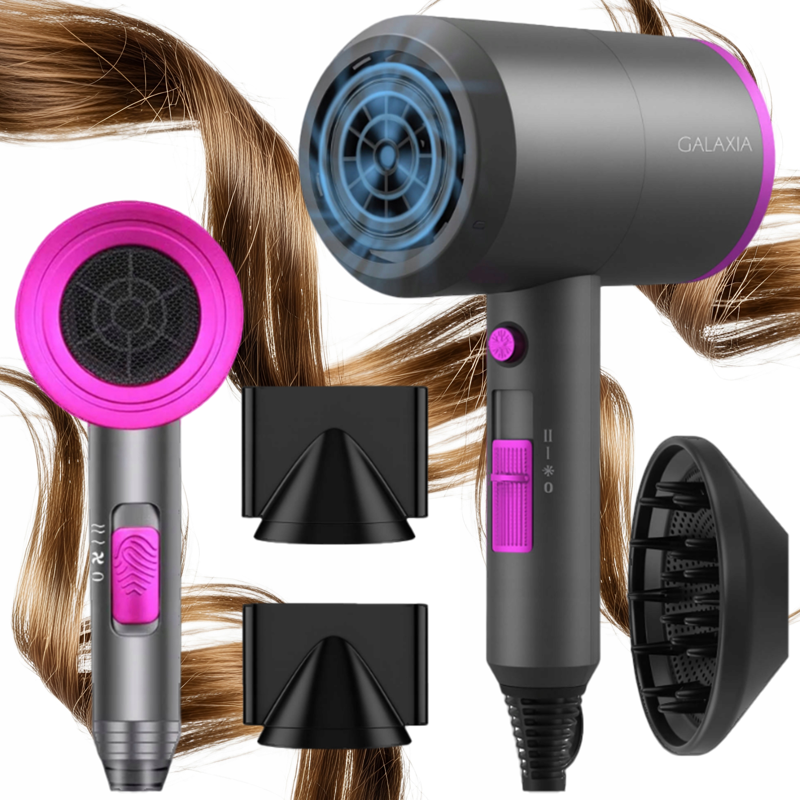 Suszarka Do Włosów Jonizacja Mocna Dyfuzor Zimny Nawiew Koncentrator 1800W