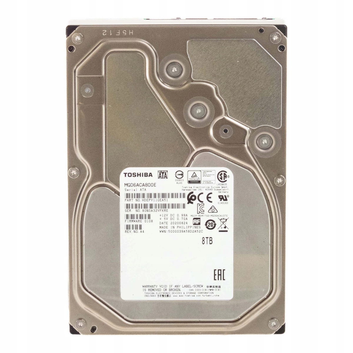 Festplatte Toshiba MG06ACA800E 8TB 7.2K 256MB Sata III 3.5''