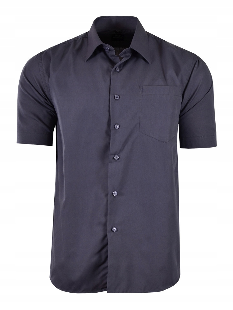 49/50 Koszula Gładka Szara Krótki Rękaw