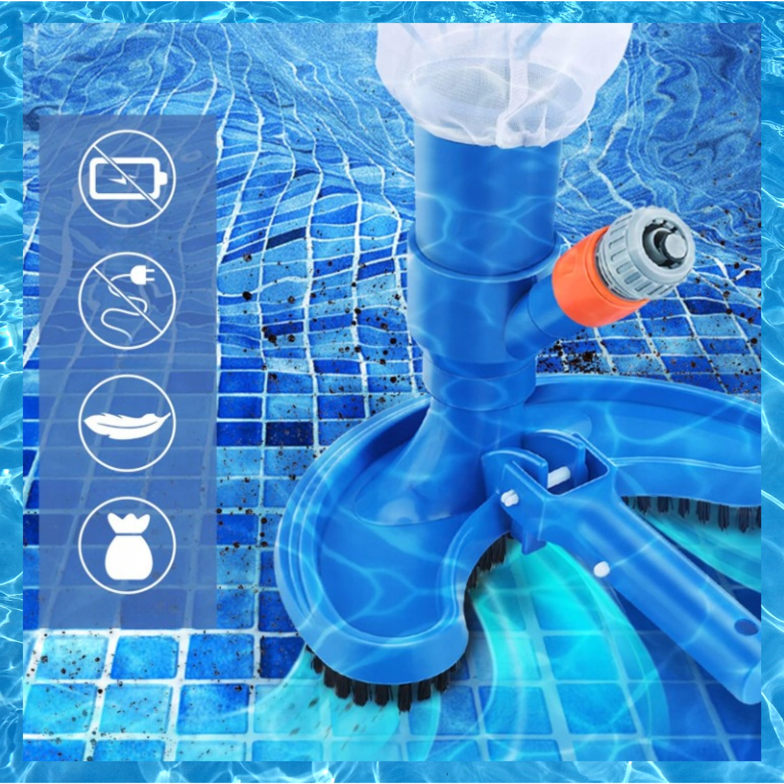 ODKURZACZ BASENOWY DO DNA BASENU ZESTAW DO CZYSZCZENIA BASENU SIATKA FILTR EAN (GTIN) 5905954525355