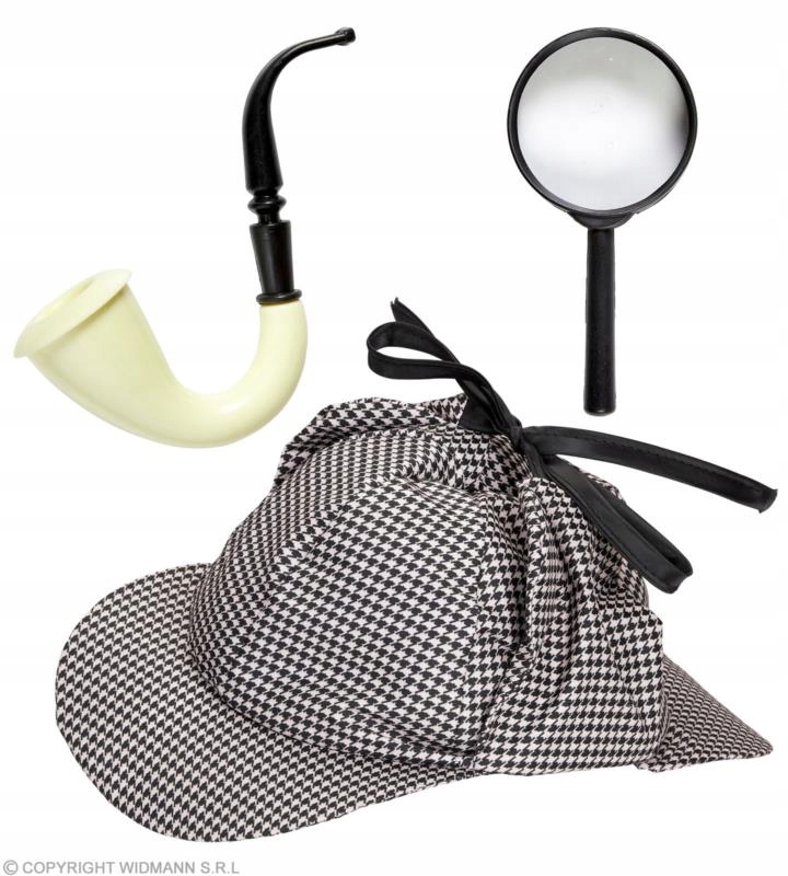 SUPER Zestaw Detektywa Sherlocka 01155W Holmesa Czapka Fajka Lupa Marka Widmann