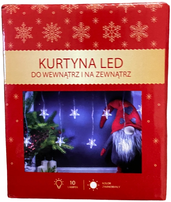 

Kurtyna 10 Led Świetlna Lampki Gwiazdki Girlanda