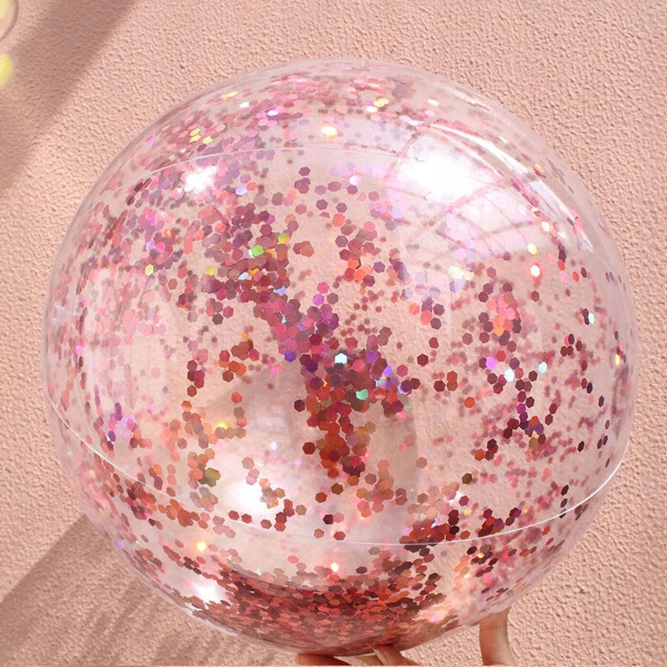 PIŁKA DMUCHANA PLAŻOWA DUŻA DO WODY DLA DZIECI RODZINNA Z CEKINAMI 60CM Waga produktu z opakowaniem jednostkowym 0.11 kg