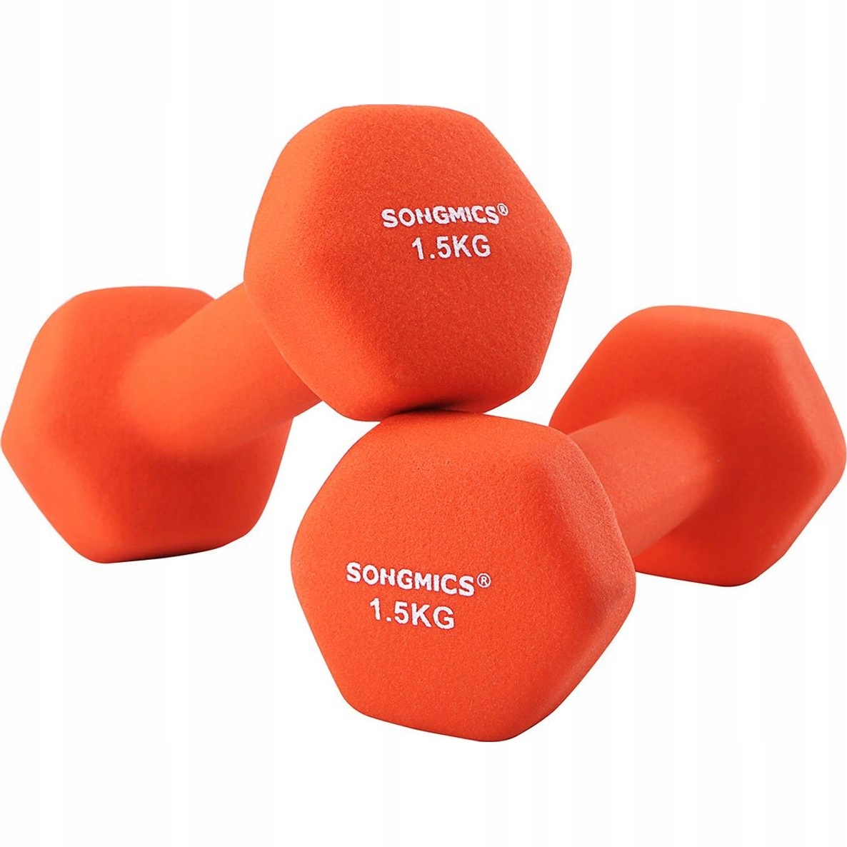 Songmics Hantle Treningowe Zestaw 2x1,5KG Pomarańczowe Antypoślizgowe