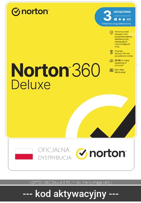 Norton 360 Deluxe 3 Pc /1 rok (nie wymaga karty)