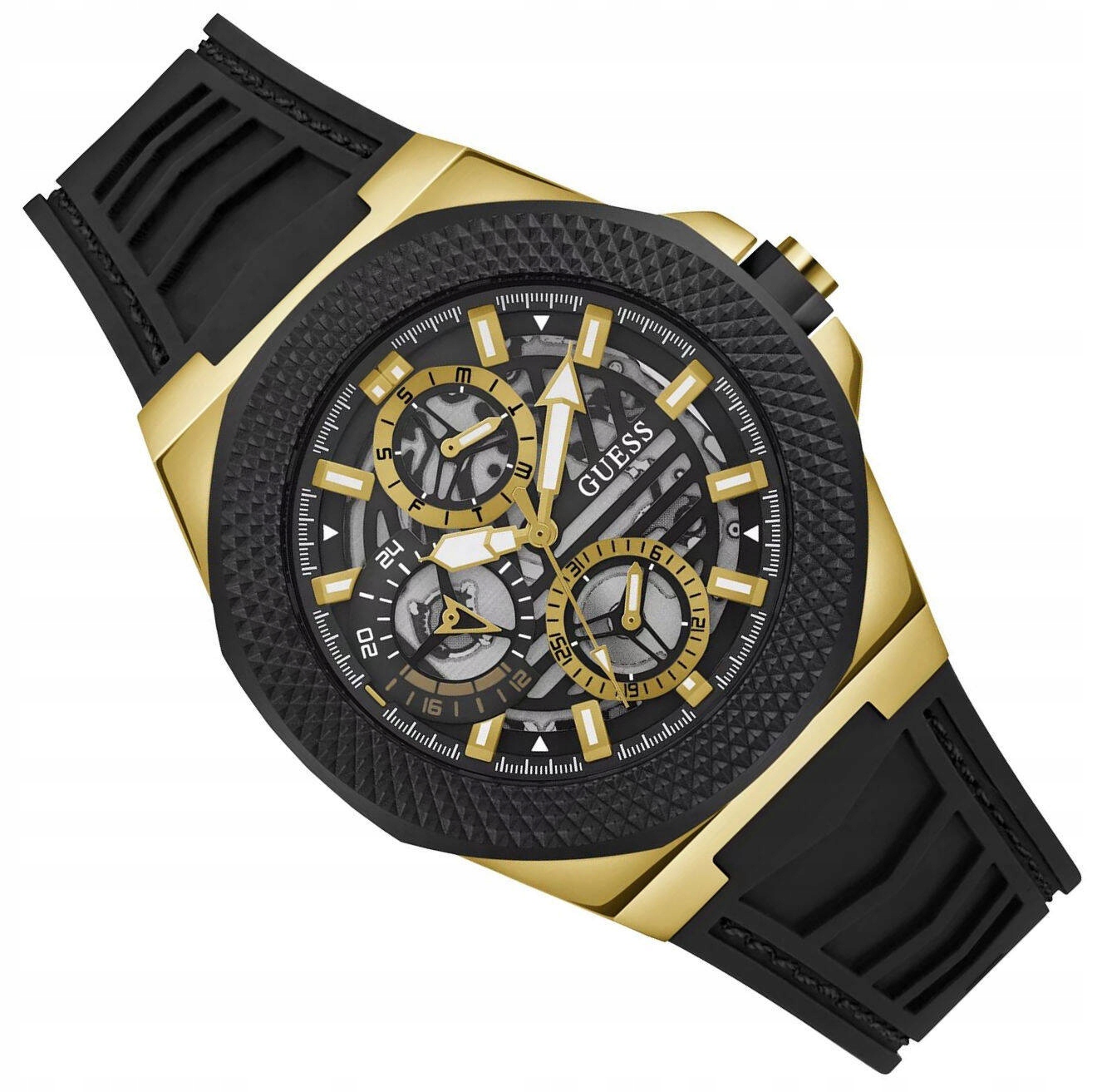 Pánské Sportovní Zlaté Vodotěsné Hodinky Guess Front-runner GW0577G2 50M