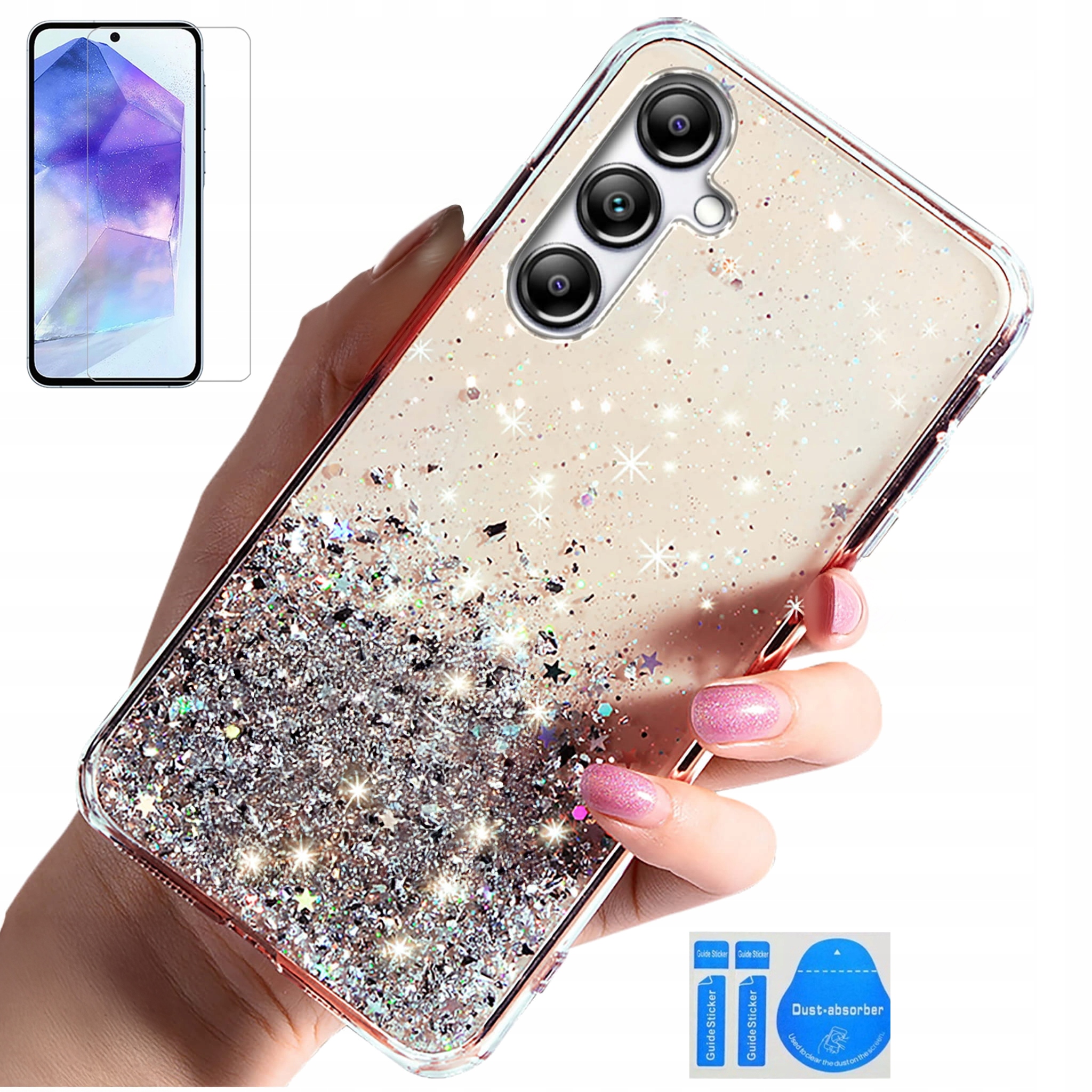 Etui Brokatowe Plecki Case Szkło Ochronne 9H Do Samsung Galaxy A36 A56 5G