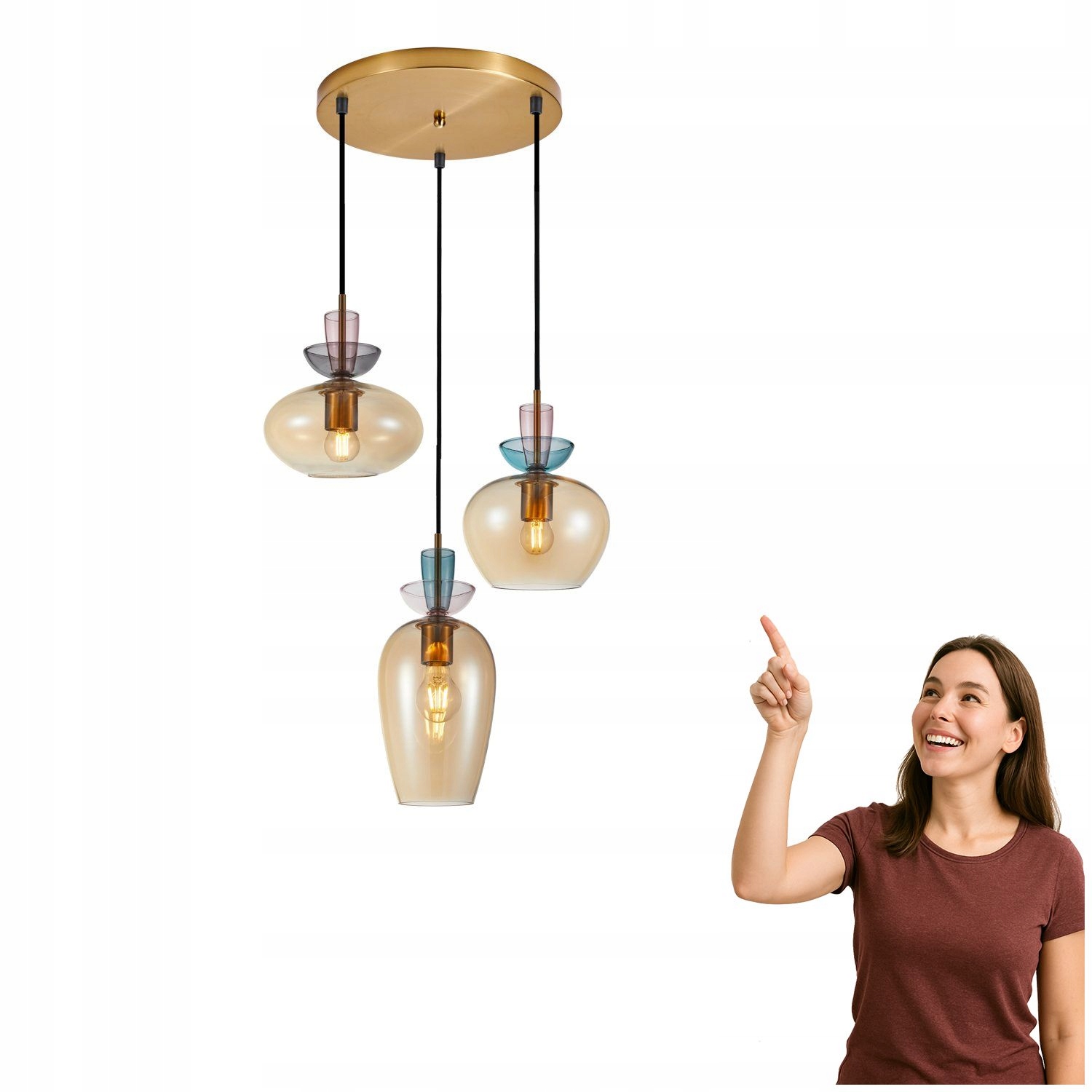 Závesná lampa Fanda PND-31882-3A-GD-AMB Italux