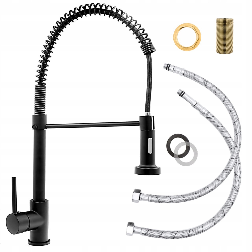 Kuchynská Batéria S Výsuvným Špirálovým Výtokom, Čierna