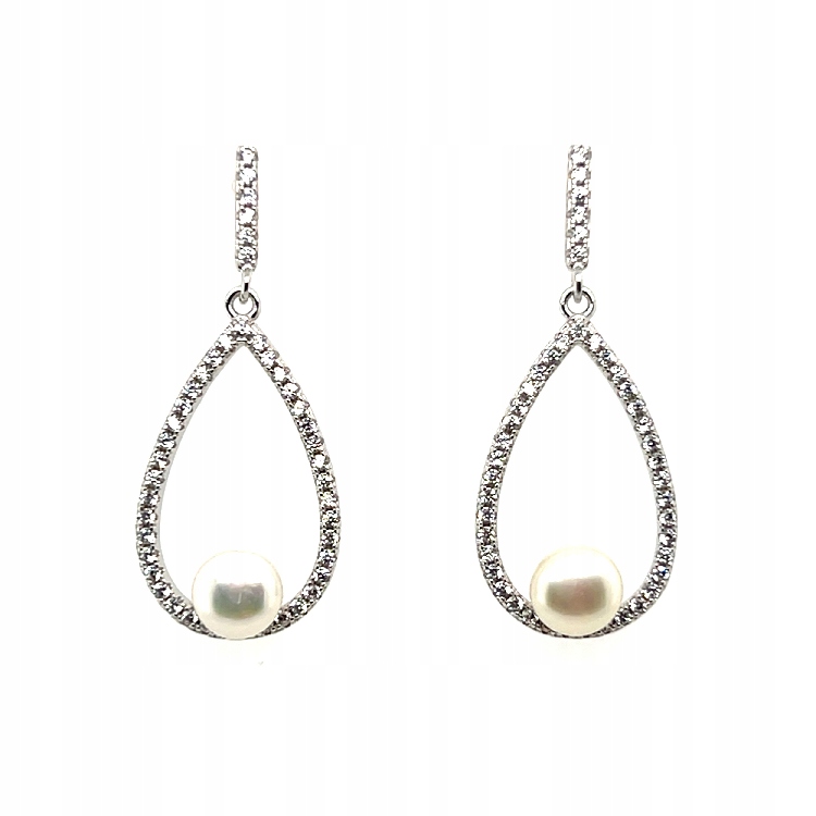 Stříbrné náušnice s perlou a zirkony