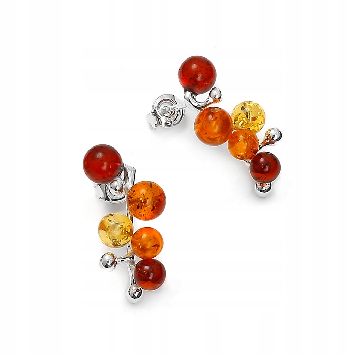 Stříbrné Náušnice S Větvička A Jantarovými Kuličkami