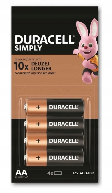 4 szt. Baterie Alkaliczne Duracell LR6 Aa R6