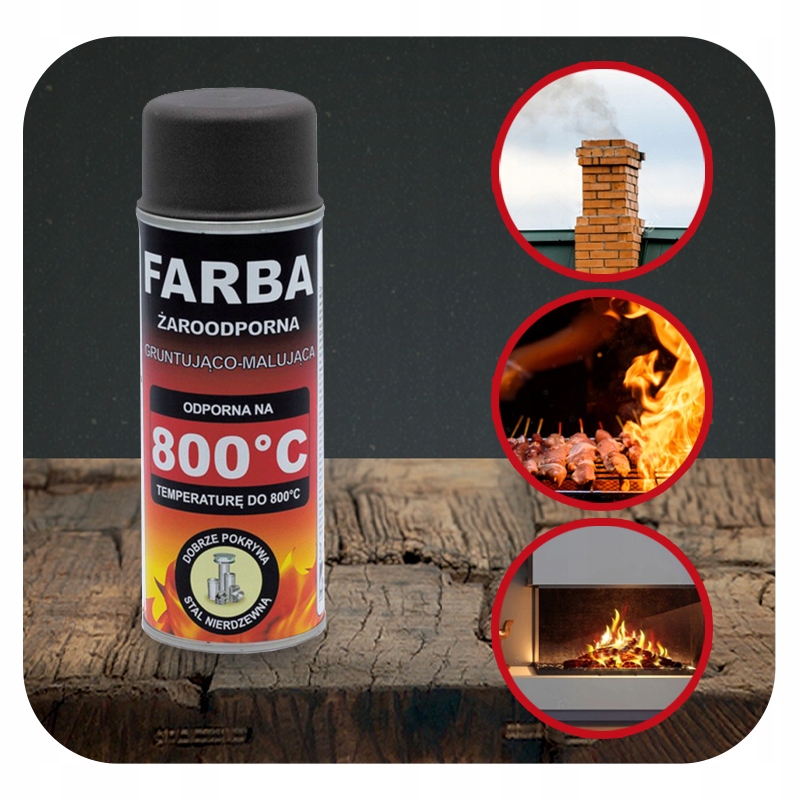 FARBA ŻAROODPORNA W SPRAYU DO KOMINKA PIECA 400 ML HANSA CIEMNY BRĄZ 800°C Marka Hansa