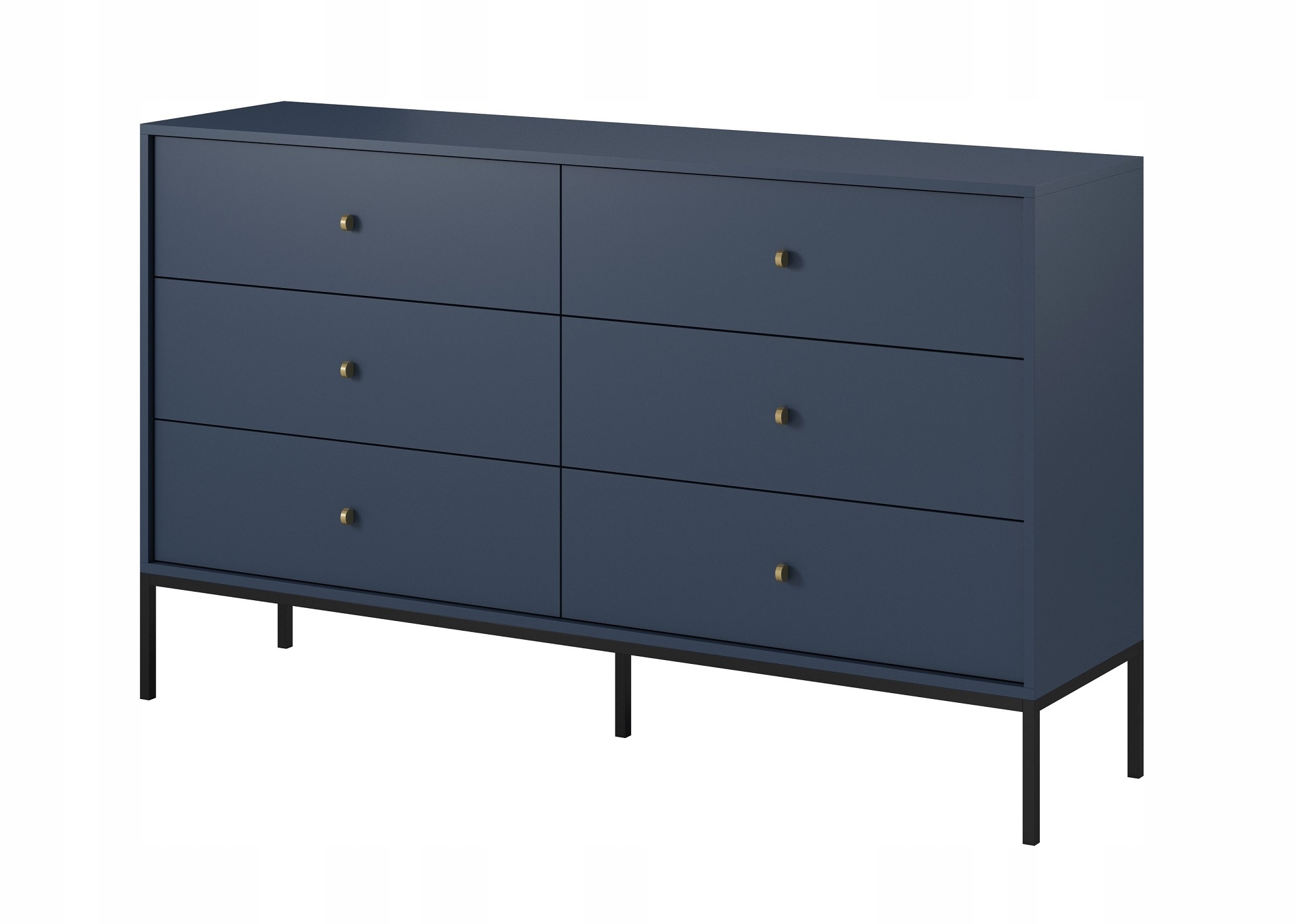 

Komoda 154 cm 6 szuflad granat +złote uchwyty Mon