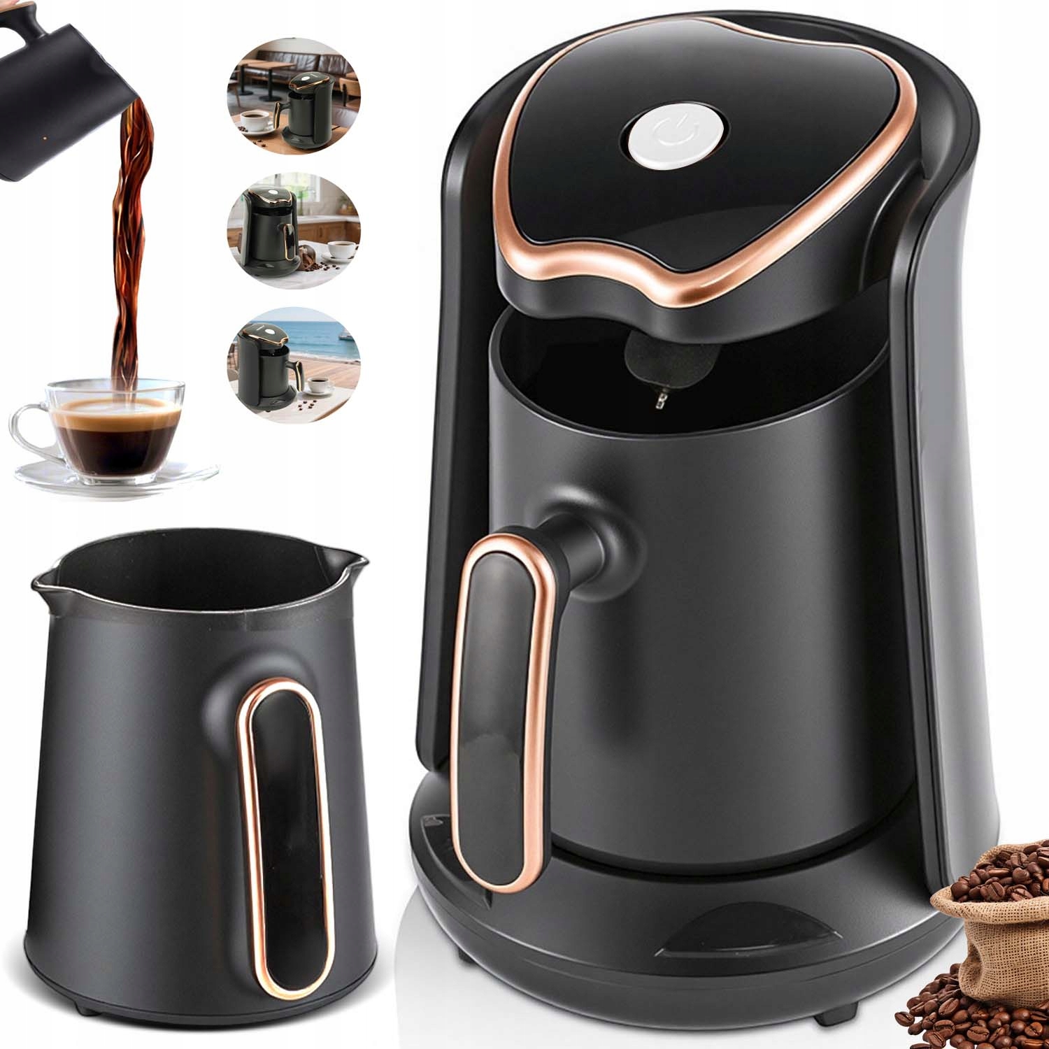 Elektryczna Kawiarka 600W Ekspres Zaparzacz Do Kawy Espresso Trwały 300ML