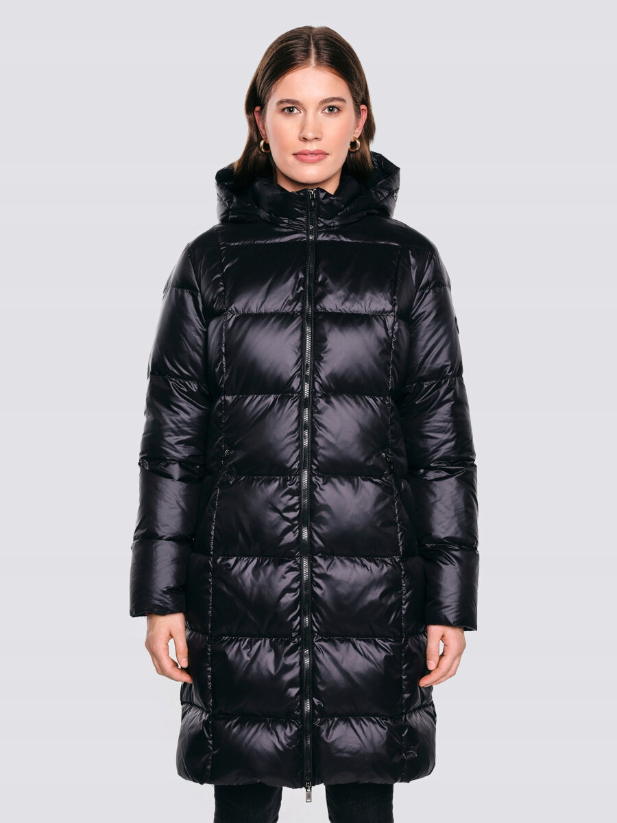 Big Star dámský černý péřový kabát, odnímatelná kapuce, velikost XL