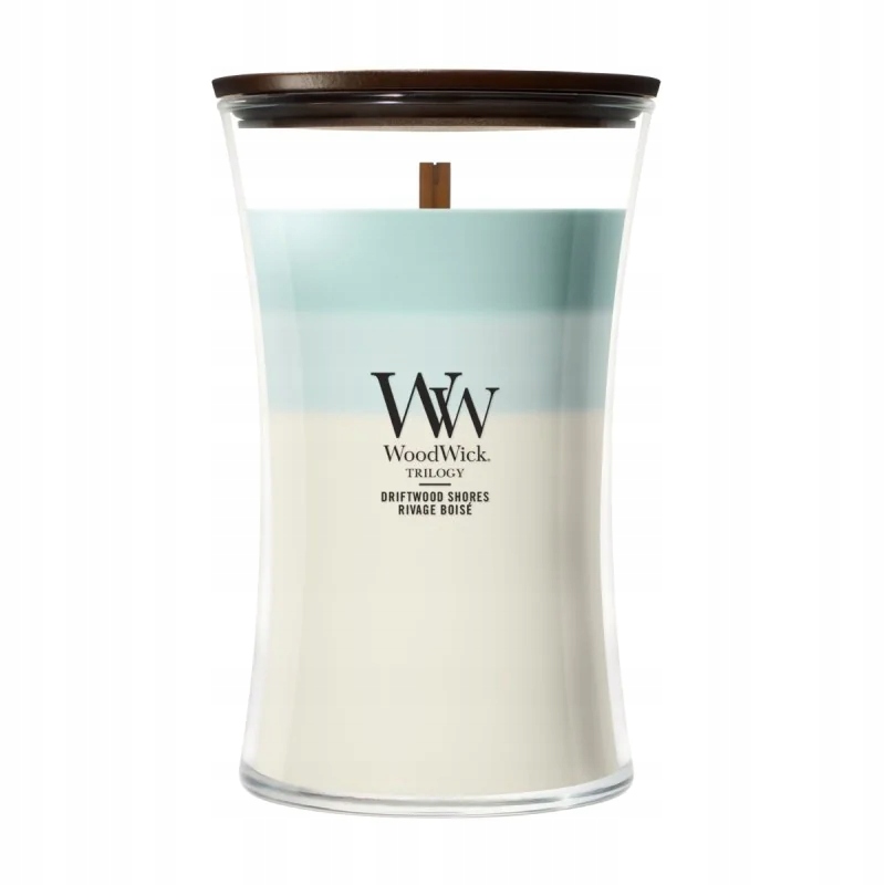 WoodWick Driftwood Shores velká vonná svíčka Trilogy 610 g