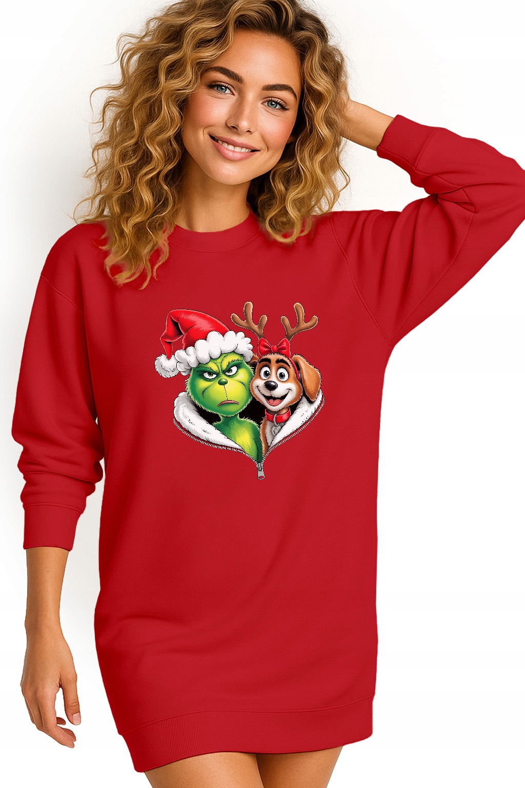 Mikina Vánoční Oversize Šaty Grinch Sob Dárek Vánoce L