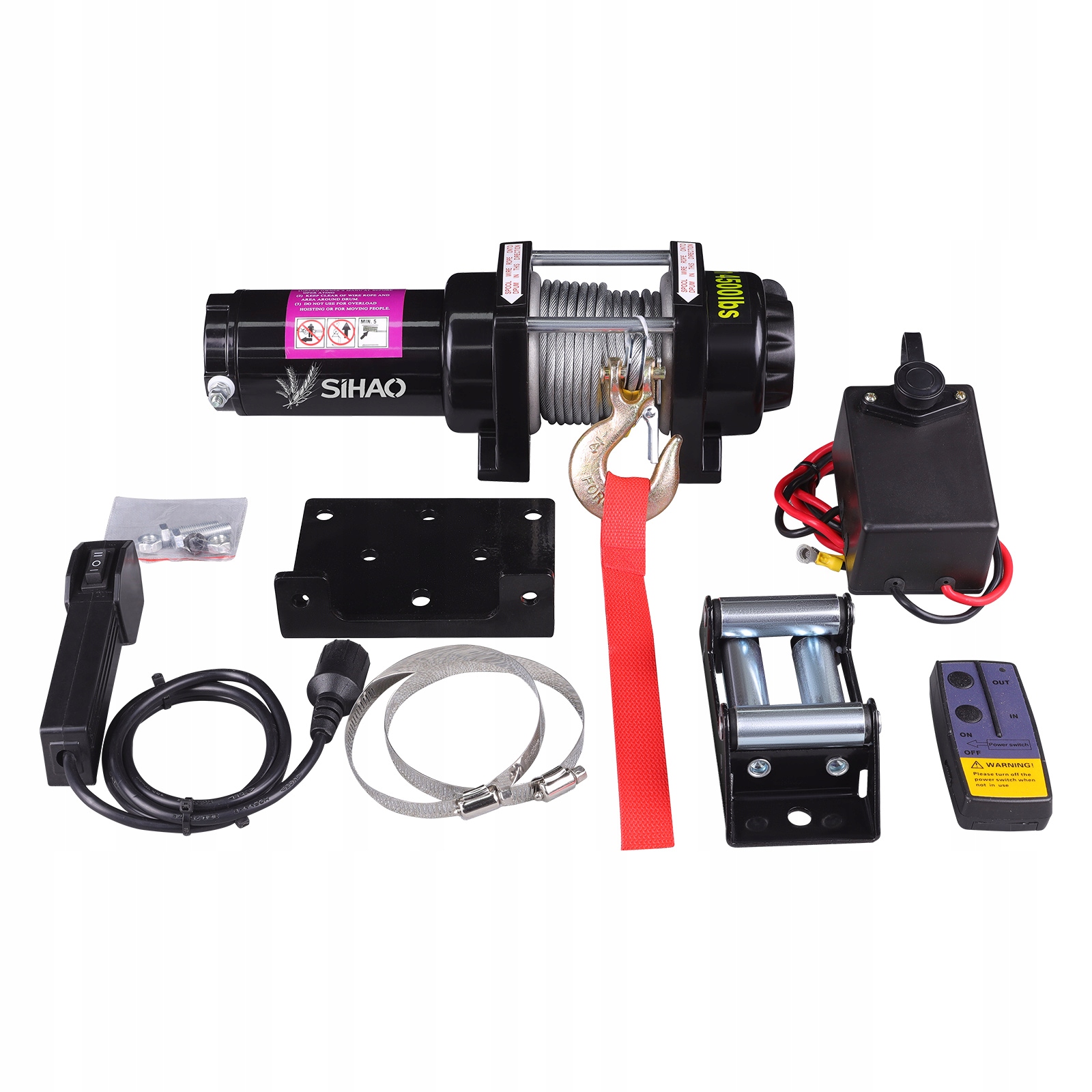 Elektrický naviják 2041 kg (4500 Lbs) pro Atv/utv 12V s ocelovým lanem 12 m