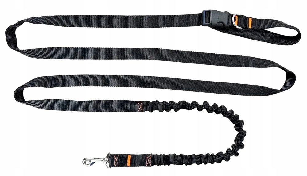Vodítko pro psa s tlumičem 380 cm Černá Nastavitelná HandsFree Vyrobeno v Pol