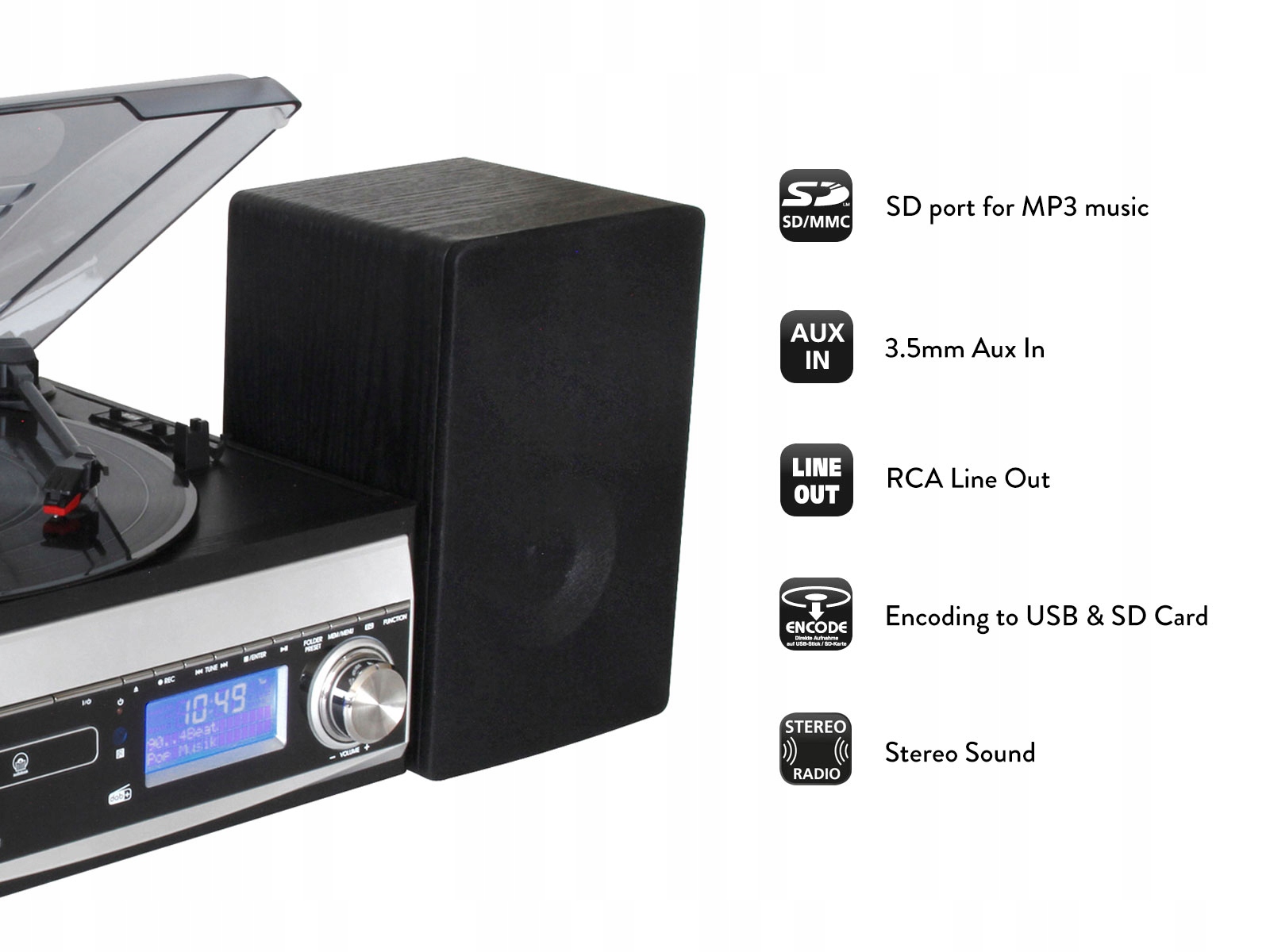 Soundmaster MCD1820 Gramofon CD/MP3 FM DAB+ USB Kod producenta MCD1820SW