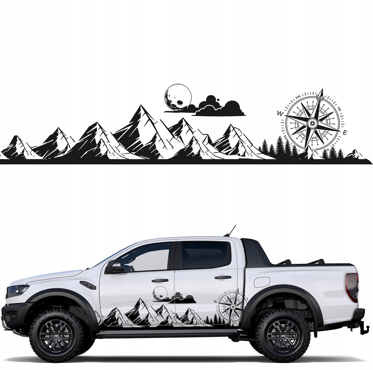 Samolepka Na Bok Auta Horské Pásmo 44x250 cm