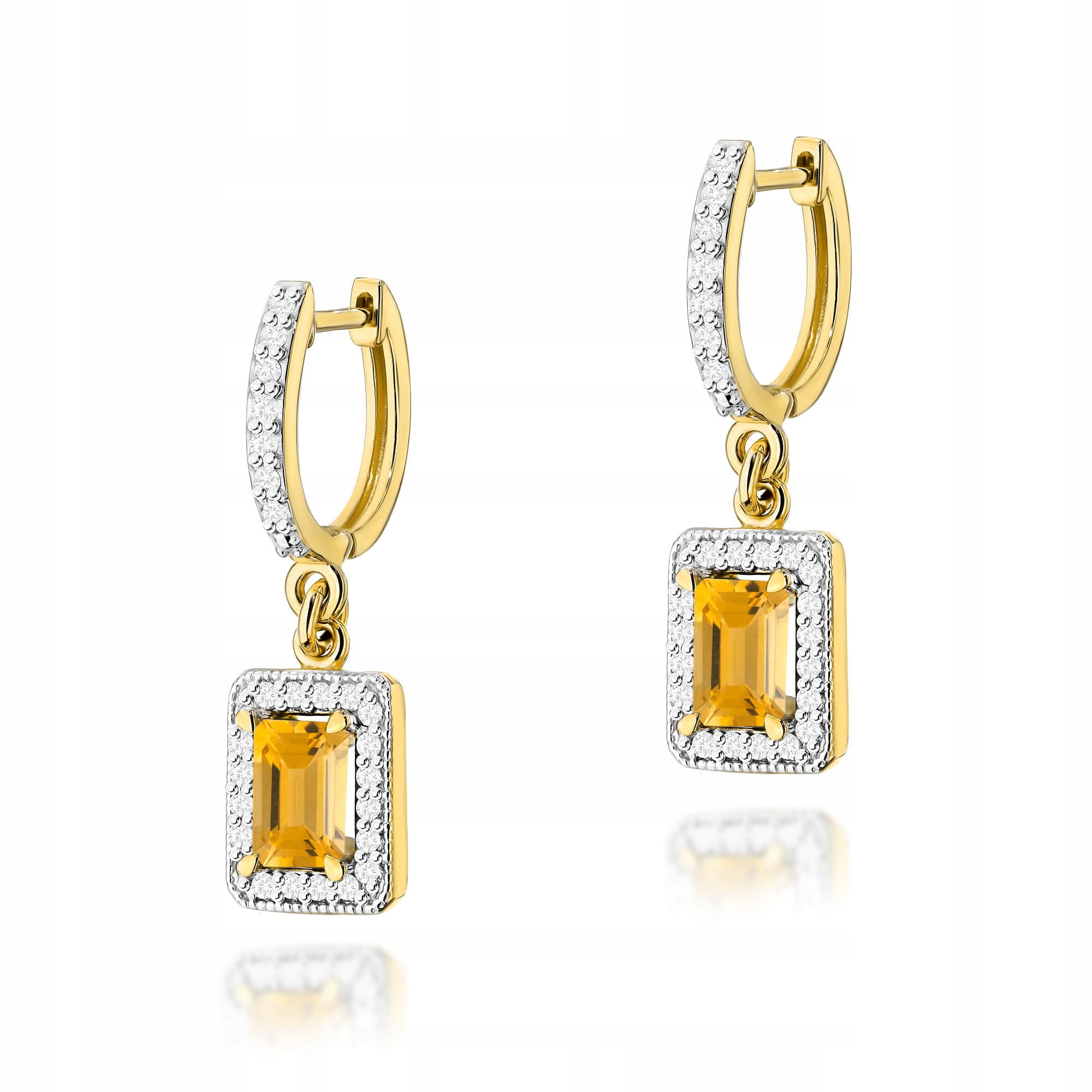 Náušnice ze zlata 585 přírodní citron 2 x 0,60 ct žluté zlato