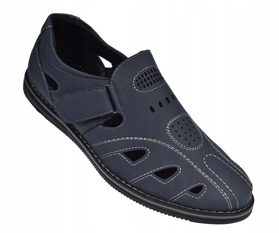 Pánské polobotky letní ažurové mokasíny s vyřezanými sandály P-7010 Nv vel