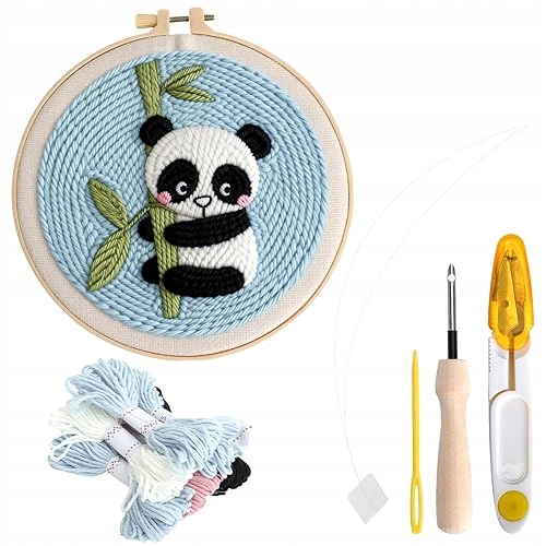 Punch Needle Sada Na Vyšívání Pro Začátečníky Nůžky Dřevo