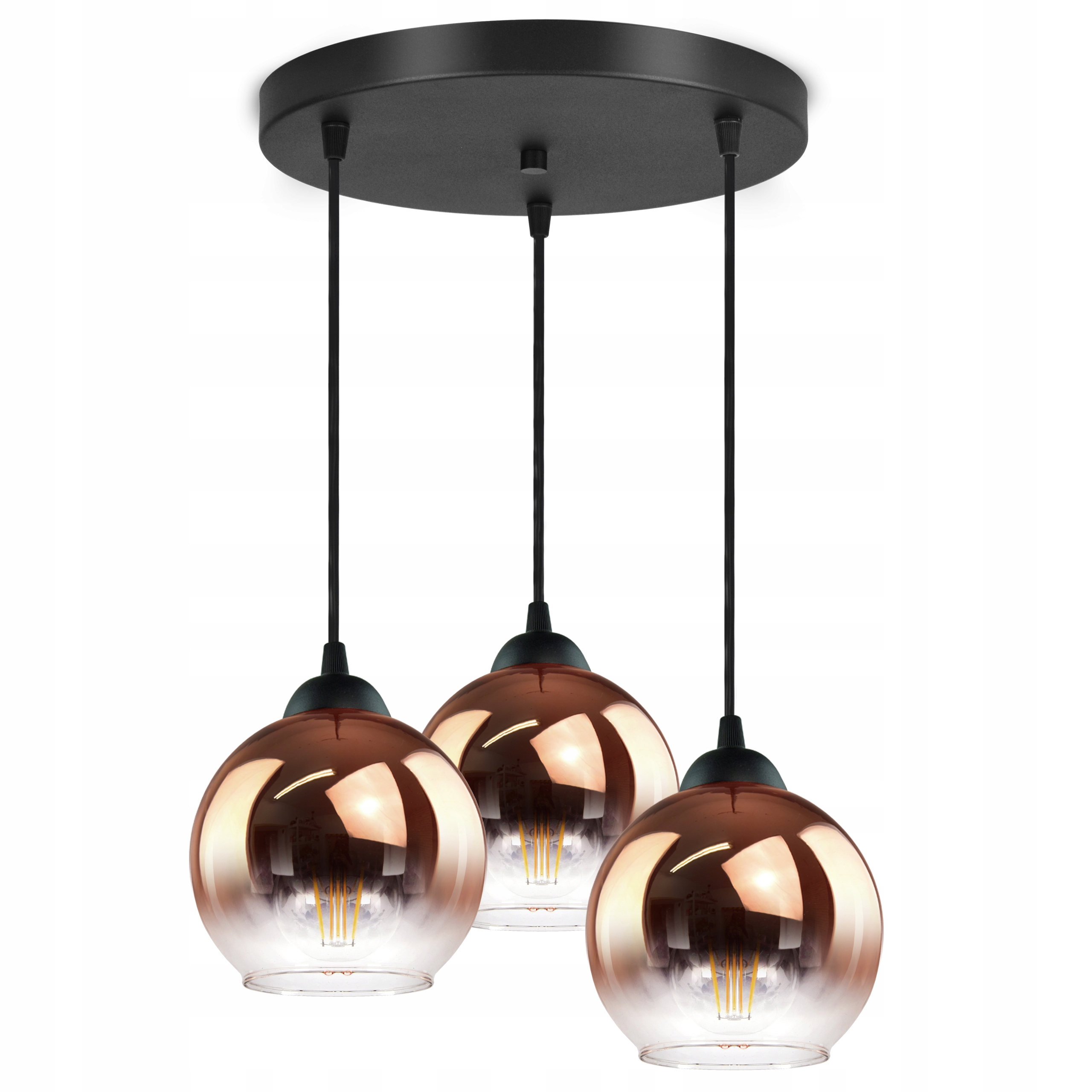

Lampa Wisząca Trzy Kule Miedziane Transparentne