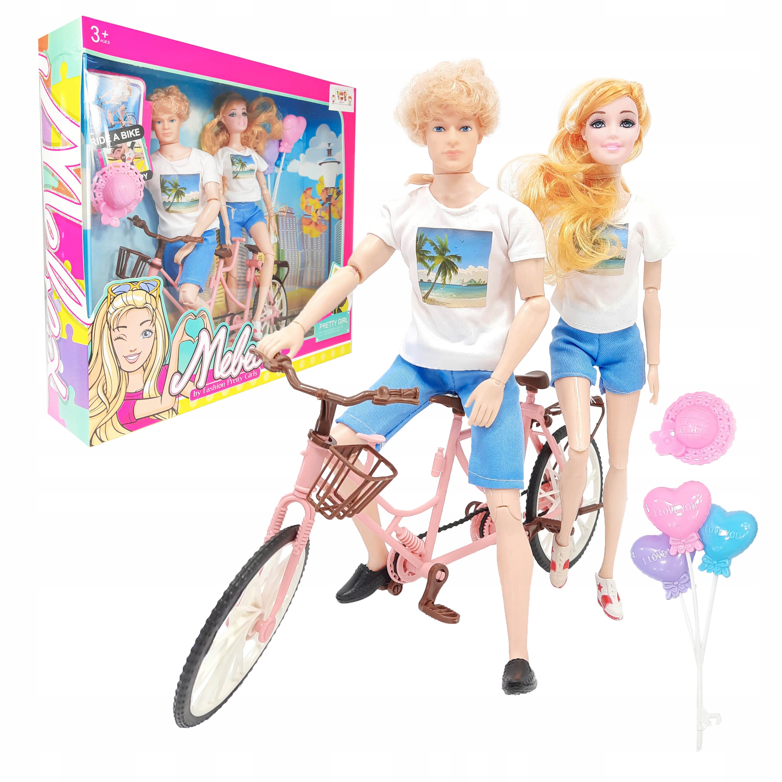 DUŻY ZESTAW 2 LALKI + ROWER TANDEM I AKCESORIA DLA DZIEWCZYNKI